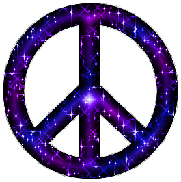 Click to get the codes for this image. Blue Purple Glitter Peace Sign With Silver Border, Peace Signs Free Image, Glitter Graphic, Greeting or Meme.