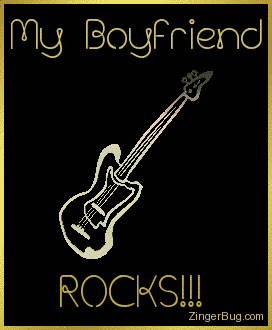 Click to get the codes for this image. This comment features a 3D rotating gold guitar charm graphic. The comment reads: My Boyfriend Rocks!!!