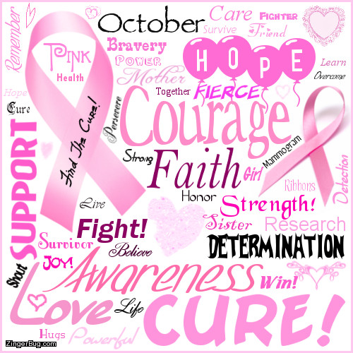 Breast Cancer Awareness Month Glitter Graphics, Greetings, Memes and Comments