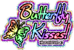 Click to get the codes for this image. Butterfly Kisses Rainbow Glitter Text Graphic, Butterfly Kisses, Hugs and Kisses, Animals  Butterflies  Bugs Free Image, Glitter Graphic, Greeting or Meme for Facebook, Twitter or any forum or blog.