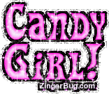 Click to get animated GIF glitter graphics of the phrase Candy Girl.