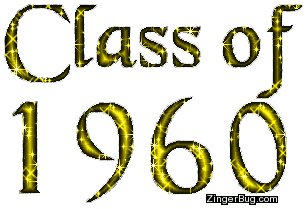 Click to get the codes for this image. Class Of 1960 Yellow Glitter, Class Of 1960 Free glitter graphic image designed for posting on Facebook, Twitter or any forum or blog.