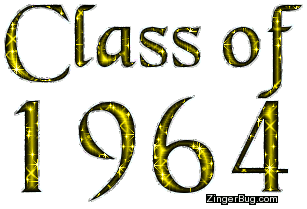 Click to get the codes for this image. Class Of 1964 Yellow Glitter, Class Of 1964 Free glitter graphic image designed for posting on Facebook, Twitter or any forum or blog.