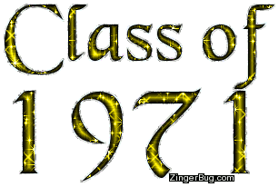 Click to get the codes for this image. Class Of 1971 Yellow Glitter, Class Of 1971 Free glitter graphic image designed for posting on Facebook, Twitter or any forum or blog.