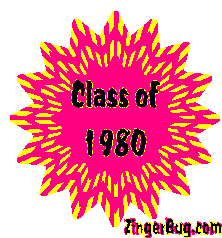 Click to get the codes for this image. Class Of 1980 Red Yellow Starburst Glitter Graphic, Class Of 1980 Free glitter graphic image designed for posting on Facebook, Twitter or any forum or blog.