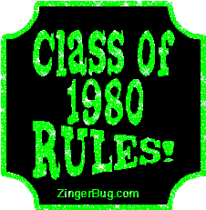 Click to get the codes for this image. Class Of 1980 Rules Green Plaque Glitter Graphic, Class Of 1980 Free glitter graphic image designed for posting on Facebook, Twitter or any forum or blog.