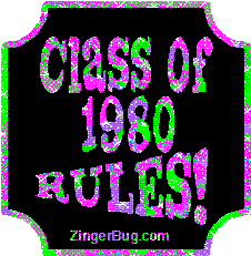 Click to get the codes for this image. Class Of 1980 Rules Multi Colored Plaque Glitter Graphic, Class Of 1980 Free glitter graphic image designed for posting on Facebook, Twitter or any forum or blog.