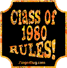 Click to get the codes for this image. Class Of 1980 Rules Orange Plaque Glitter Graphic, Class Of 1980 Free glitter graphic image designed for posting on Facebook, Twitter or any forum or blog.