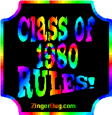 Click to get the codes for this image. Class Of 1980 Rules Rainbow Plaque Glitter Graphic, Class Of 1980 Free glitter graphic image designed for posting on Facebook, Twitter or any forum or blog.