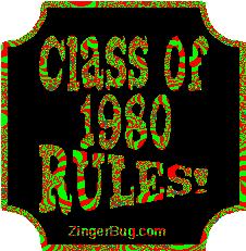 Click to get the codes for this image. Class Of 1980 Rules Red Green Plaque Glitter Graphic, Class Of 1980 Free glitter graphic image designed for posting on Facebook, Twitter or any forum or blog.