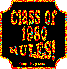 Click to get the codes for this image. Class Of 1980 Rules Red Yellow Plaque Glitter Graphic, Class Of 1980 Free glitter graphic image designed for posting on Facebook, Twitter or any forum or blog.