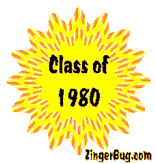 Click to get the codes for this image. Class Of 1980 Sun Starburst Glitter Graphic, Class Of 1980 Free glitter graphic image designed for posting on Facebook, Twitter or any forum or blog.