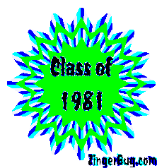 Click to get the codes for this image. Class Of 1981 Green Starburst Glitter Graphic, Class Of 1981 Free glitter graphic image designed for posting on Facebook, Twitter or any forum or blog.