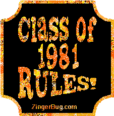 Click to get the codes for this image. Class Of 1981 Rules Orange Plaque Glitter Graphic, Class Of 1981 Free glitter graphic image designed for posting on Facebook, Twitter or any forum or blog.