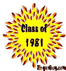 Click to get the codes for this image. Class Of 1981 Yellow Starburst Glitter Graphic, Class Of 1981 Free glitter graphic image designed for posting on Facebook, Twitter or any forum or blog.