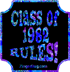 Click to get the codes for this image. Class Of 1982 Rules Blue Plaque Glitter Graphic, Class Of 1982 Free glitter graphic image designed for posting on Facebook, Twitter or any forum or blog.