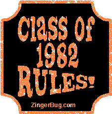Click to get the codes for this image. Class Of 1982 Rules Orange Plaque Glitter Graphic, Class Of 1982 Free glitter graphic image designed for posting on Facebook, Twitter or any forum or blog.