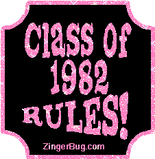 Click to get the codes for this image. Class Of 1982 Rules Pink Plaque Glitter Graphic, Class Of 1982 Free glitter graphic image designed for posting on Facebook, Twitter or any forum or blog.