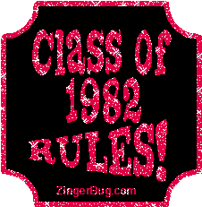 Click to get the codes for this image. Class Of 1982 Rules Red Plaque Glitter Graphic, Class Of 1982 Free glitter graphic image designed for posting on Facebook, Twitter or any forum or blog.