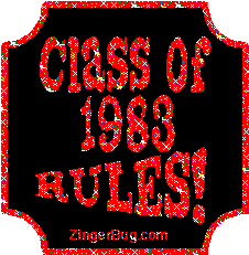 Click to get the codes for this image. Class Of 1983 Rules Red Plaque Glitter Graphic, Class Of 1983 Free glitter graphic image designed for posting on Facebook, Twitter or any forum or blog.