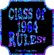 Click to get the codes for this image. Class Of 1984 Rules Blue Plaque Glitter Graphic, Class Of 1984 Free glitter graphic image designed for posting on Facebook, Twitter or any forum or blog.