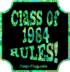 Click to get the codes for this image. Class Of 1984 Rules Green Plaque Glitter Graphic, Class Of 1984 Free glitter graphic image designed for posting on Facebook, Twitter or any forum or blog.
