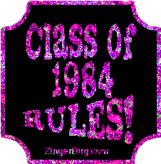 Click to get the codes for this image. Class Of 1984 Rules Purple Plaque Glitter Graphic, Class Of 1984 Free glitter graphic image designed for posting on Facebook, Twitter or any forum or blog.