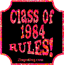 Click to get the codes for this image. Class Of 1984 Rules Red Plaque Glitter Graphic, Class Of 1984 Free glitter graphic image designed for posting on Facebook, Twitter or any forum or blog.