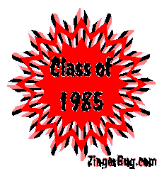 Click to get the codes for this image. Class Of 1985 Red Starburst Glitter Graphic, Class Of 1985 Free glitter graphic image designed for posting on Facebook, Twitter or any forum or blog.