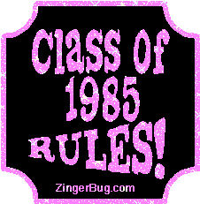 Click to get the codes for this image. Class Of 1985 Rules Pink Plaque Glitter Graphic, Class Of 1985 Free glitter graphic image designed for posting on Facebook, Twitter or any forum or blog.