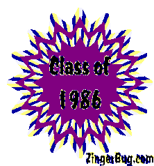 Click to get the codes for this image. Class Of 1986 Purple Starburst Glitter Graphic, Class Of 1986 Free glitter graphic image designed for posting on Facebook, Twitter or any forum or blog.