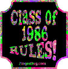 Click to get the codes for this image. Class Of 1986 Rules Multi Colored Plaque Glitter Graphic, Class Of 1986 Free glitter graphic image designed for posting on Facebook, Twitter or any forum or blog.