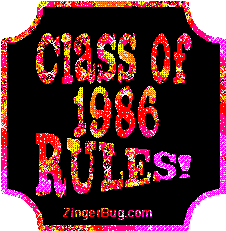 Click to get the codes for this image. Class Of 1986 Rules Red Plaque Glitter Graphic, Class Of 1986 Free glitter graphic image designed for posting on Facebook, Twitter or any forum or blog.