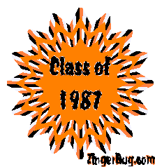 Click to get the codes for this image. Class Of 1987 Orange Starburst Glitter Graphic, Class Of 1987 Free glitter graphic image designed for posting on Facebook, Twitter or any forum or blog.