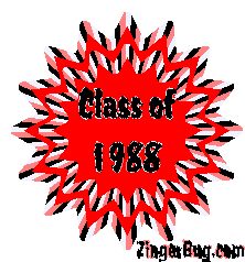 Click to get the codes for this image. Class Of 1988 Red Starburst Glitter Graphic, Class Of 1988 Free glitter graphic image designed for posting on Facebook, Twitter or any forum or blog.