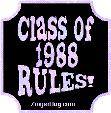 Click to get the codes for this image. Class Of 1988 Rules Lavender Plaque Glitter Graphic, Class Of 1988 Free glitter graphic image designed for posting on Facebook, Twitter or any forum or blog.