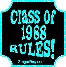Click to get the codes for this image. Class Of 1988 Rules Light Blue Plaque Glitter Graphic, Class Of 1988 Free glitter graphic image designed for posting on Facebook, Twitter or any forum or blog.