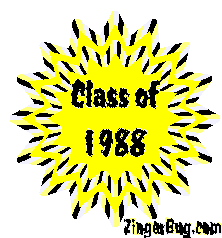 Click to get the codes for this image. Class Of 1988 Yellow Starburst Glitter Graphic, Class Of 1988 Free glitter graphic image designed for posting on Facebook, Twitter or any forum or blog.