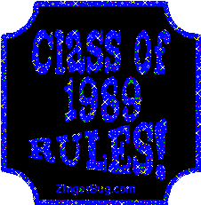 Click to get the codes for this image. Class Of 1989 Rules Blue Plaque Glitter Graphic, Class Of 1989 Free glitter graphic image designed for posting on Facebook, Twitter or any forum or blog.