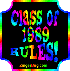 Click to get the codes for this image. Class Of 1989 Rules Rainbow Plaque Glitter Graphic, Class Of 1989 Free glitter graphic image designed for posting on Facebook, Twitter or any forum or blog.