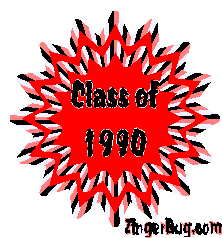 Click to get the codes for this image. Class Of 1990 Red Starburst Glitter Graphic, Class Of 1990 Free glitter graphic image designed for posting on Facebook, Twitter or any forum or blog.