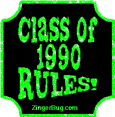 Click to get the codes for this image. Class Of 1990 Rules Green Plaque Glitter Graphic, Class Of 1990 Free glitter graphic image designed for posting on Facebook, Twitter or any forum or blog.