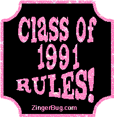 Click to get the codes for this image. Class Of 1991 Rules Pink Plaque Glitter Graphic, Class Of 1991 Free glitter graphic image designed for posting on Facebook, Twitter or any forum or blog.