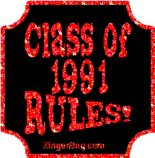 Click to get the codes for this image. Class Of 1991 Rules Red Plaque Glitter Graphic, Class Of 1991 Free glitter graphic image designed for posting on Facebook, Twitter or any forum or blog.