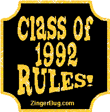 Click to get the codes for this image. Class Of 1992 Rules Gold Plaque Glitter Graphic, Class Of 1992 Free glitter graphic image designed for posting on Facebook, Twitter or any forum or blog.