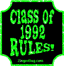 Click to get the codes for this image. Class Of 1992 Rules Green Plaque Glitter Graphic, Class Of 1992 Free glitter graphic image designed for posting on Facebook, Twitter or any forum or blog.