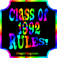 Click to get the codes for this image. Class Of 1992 Rules Rainbow Plaque Glitter Graphic, Class Of 1992 Free glitter graphic image designed for posting on Facebook, Twitter or any forum or blog.