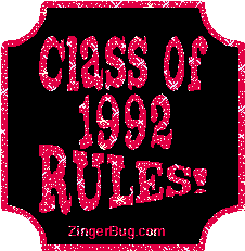 Click to get the codes for this image. Class Of 1992 Rules Red Plaque Glitter Graphic, Class Of 1992 Free glitter graphic image designed for posting on Facebook, Twitter or any forum or blog.