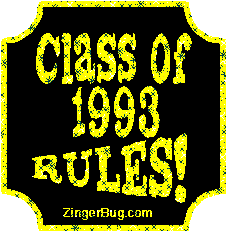 Click to get the codes for this image. Class Of 1993 Rules Yellow Plaque Glitter Graphic, Class Of 1993 Free glitter graphic image designed for posting on Facebook, Twitter or any forum or blog.