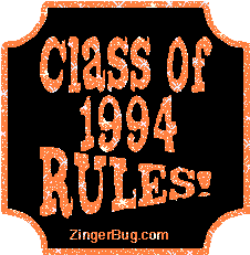 Click to get the codes for this image. Class Of 1994 Rules Orange Plaque Glitter Graphic, Class Of 1994 Free glitter graphic image designed for posting on Facebook, Twitter or any forum or blog.